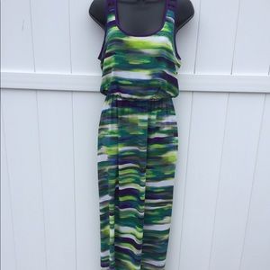 Attention MAXI Purple & Green Sleeveless Dress. S